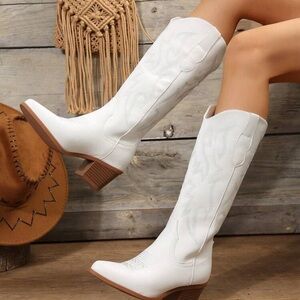 White Western-Style Women's Boots